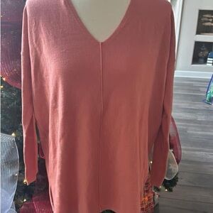 Coral V-Neck Sweater